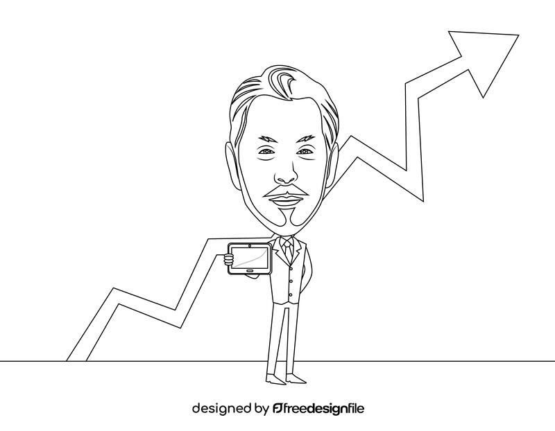 Larry Ellison Cartoon black and white vector