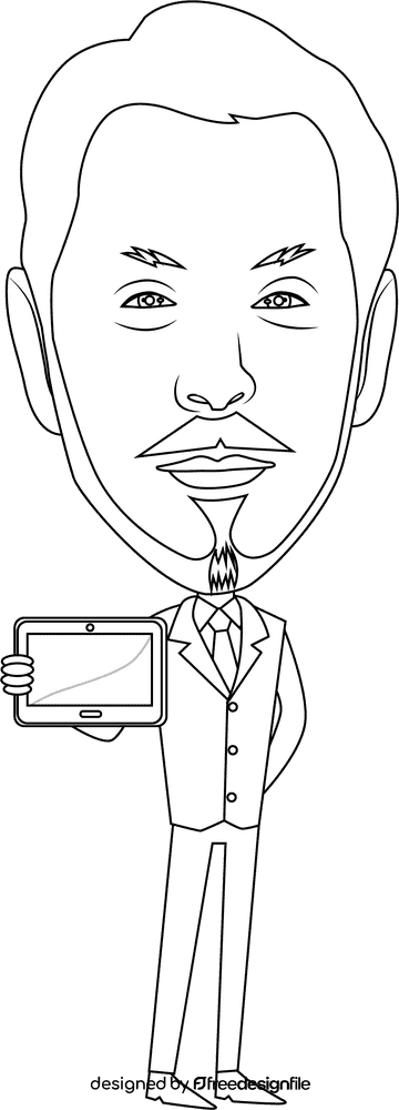 Larry Ellison Cartoon black and white clipart