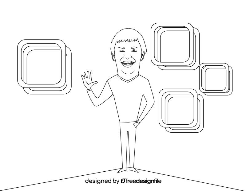 Larry Page Cartoon black and white vector