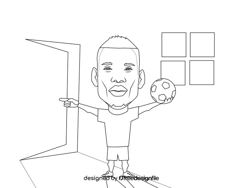 Paul Pogba Cartoon black and white vector