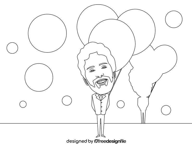 Sergey Brin Cartoon black and white vector