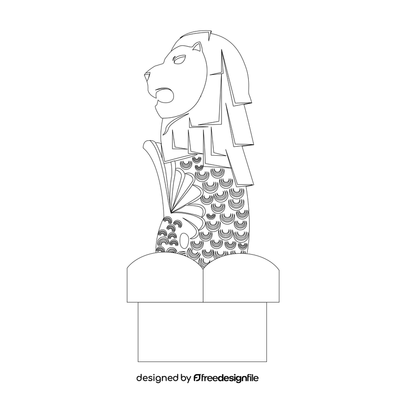 Merlion black and white clipart