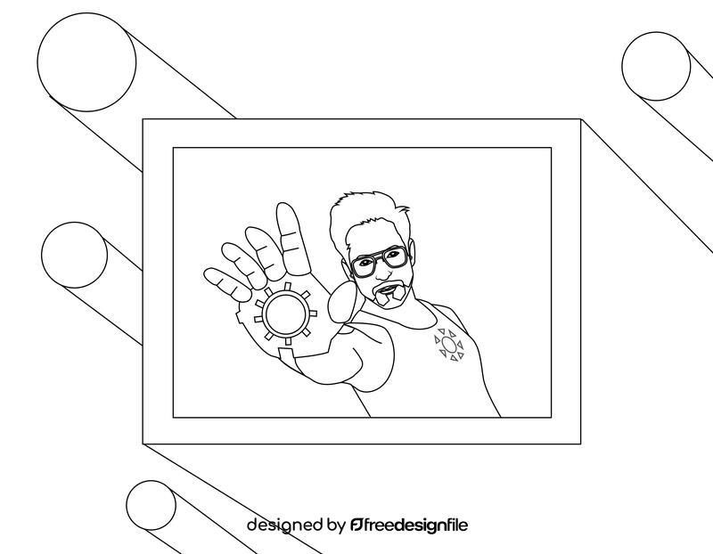 Tony Stark with armor black and white vector