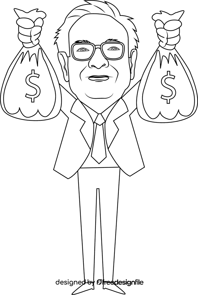 Warren Buffett black and white clipart