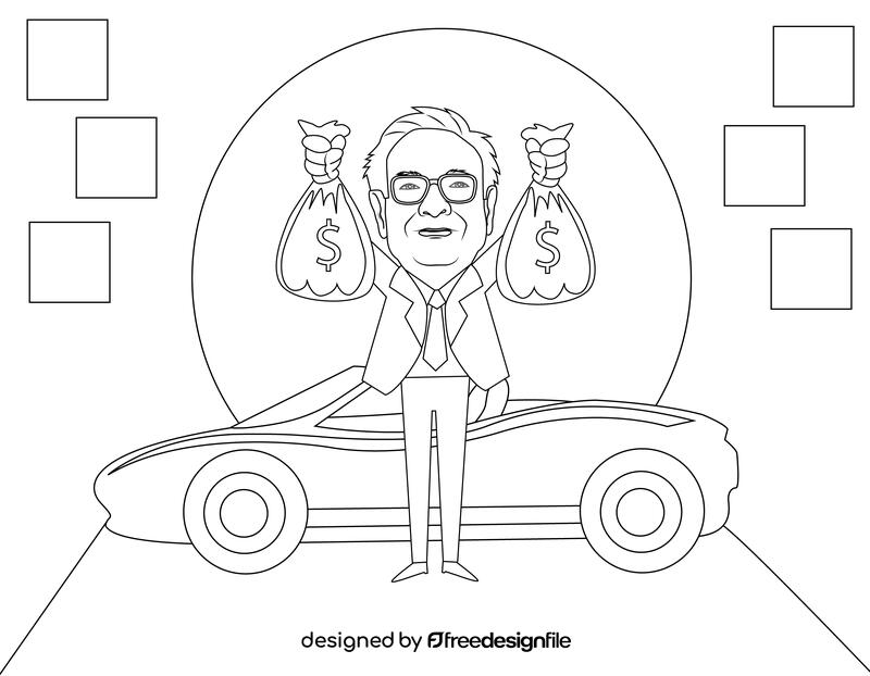 Warren Buffett black and white vector