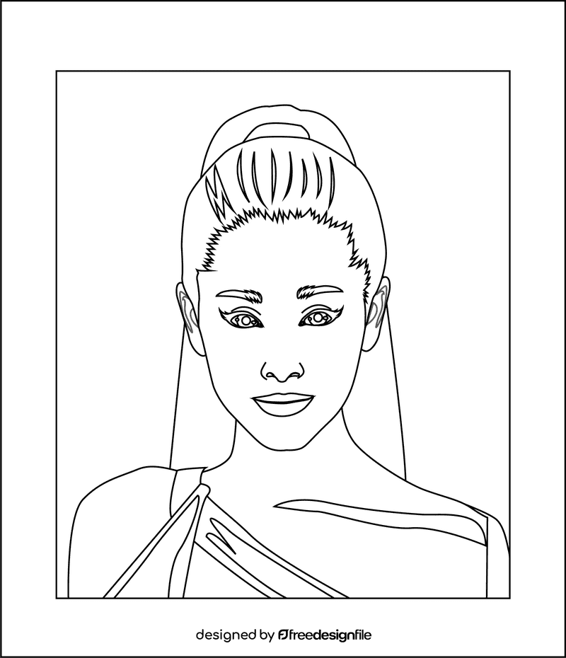 Ariana Grande black and white clipart