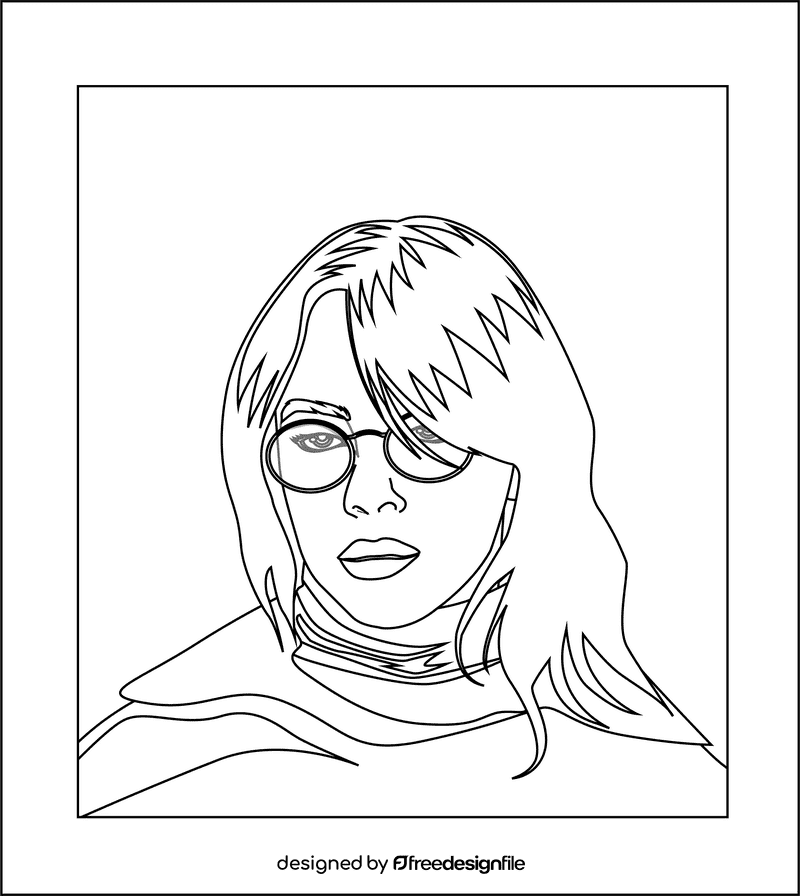 Billie Eilish black and white clipart