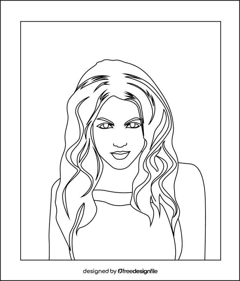 Britney Spears black and white clipart