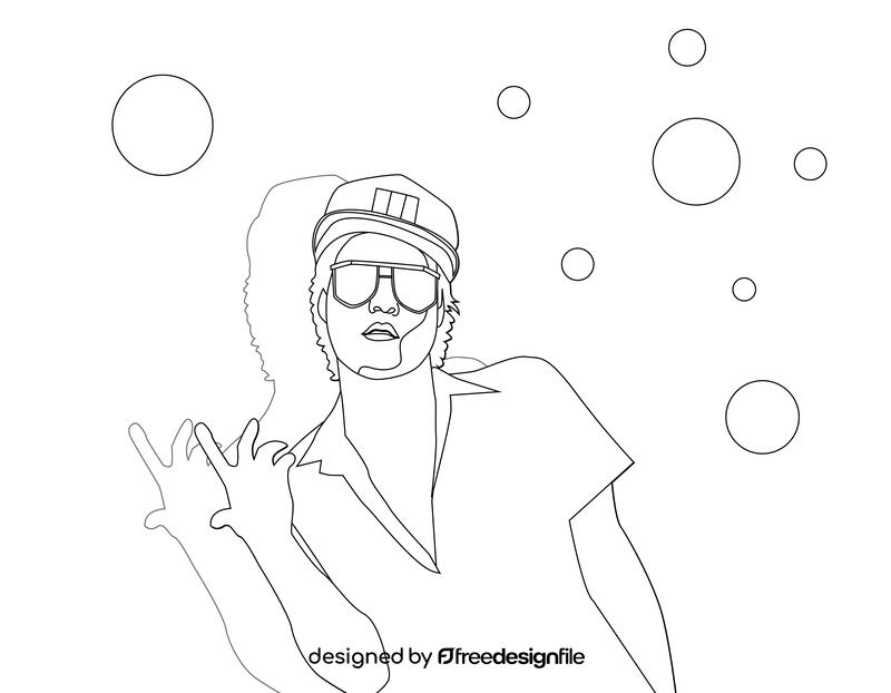 Bruno Mars black and white clipart