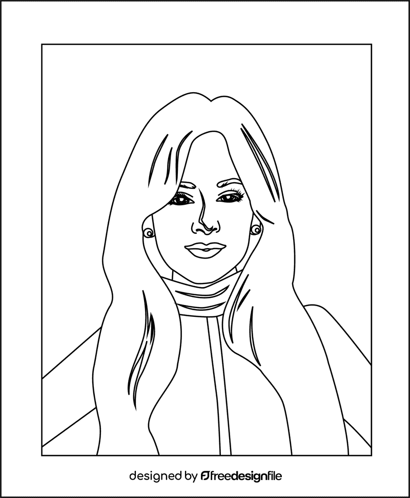 Camila Cabello black and white clipart