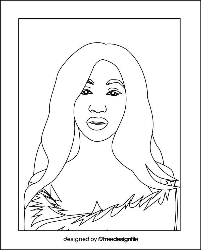 Cardi B black and white clipart