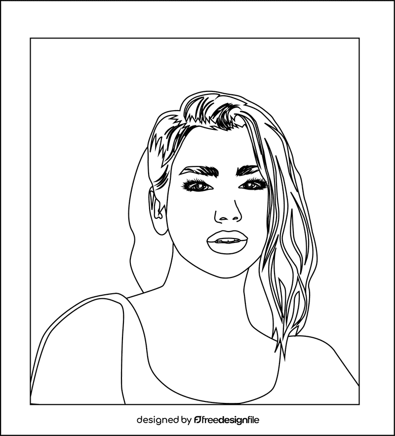 Dua Lipa black and white clipart