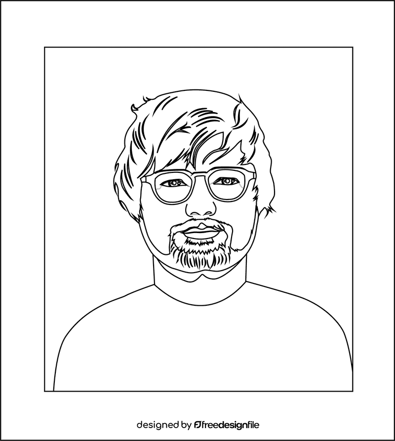 Ed Sheeran black and white clipart