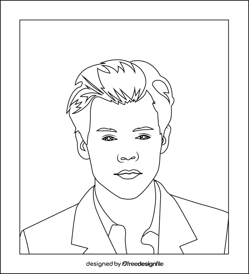 Harry Styles black and white clipart