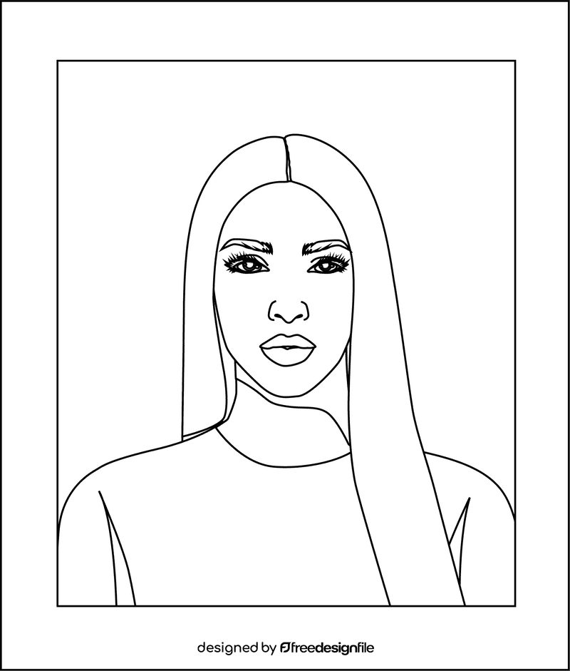 Kim Kardashian black and white clipart