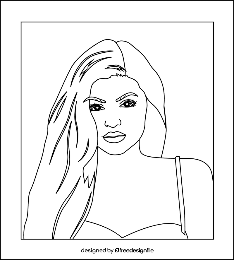 Kylie Jenner black and white clipart