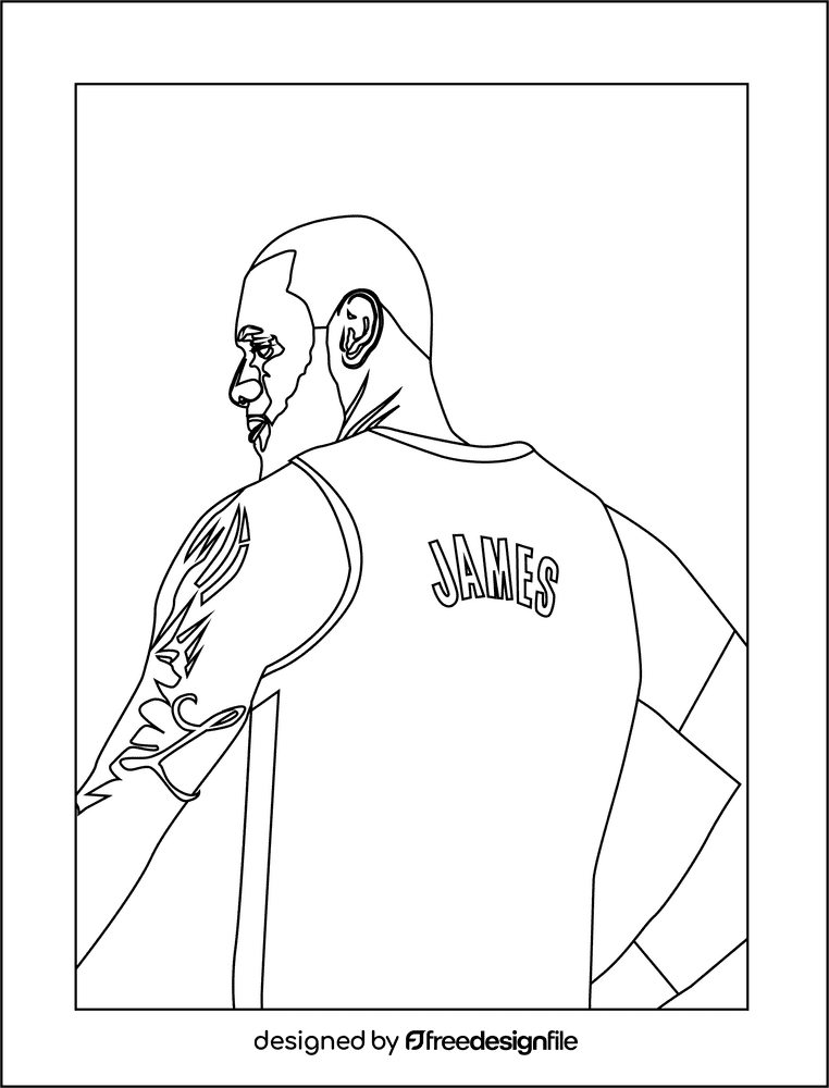 Lebron James black and white clipart