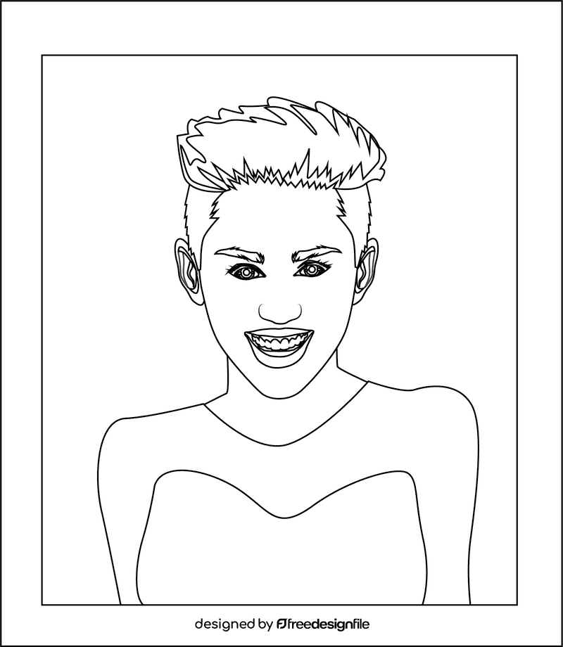 Miley Cyrus black and white clipart