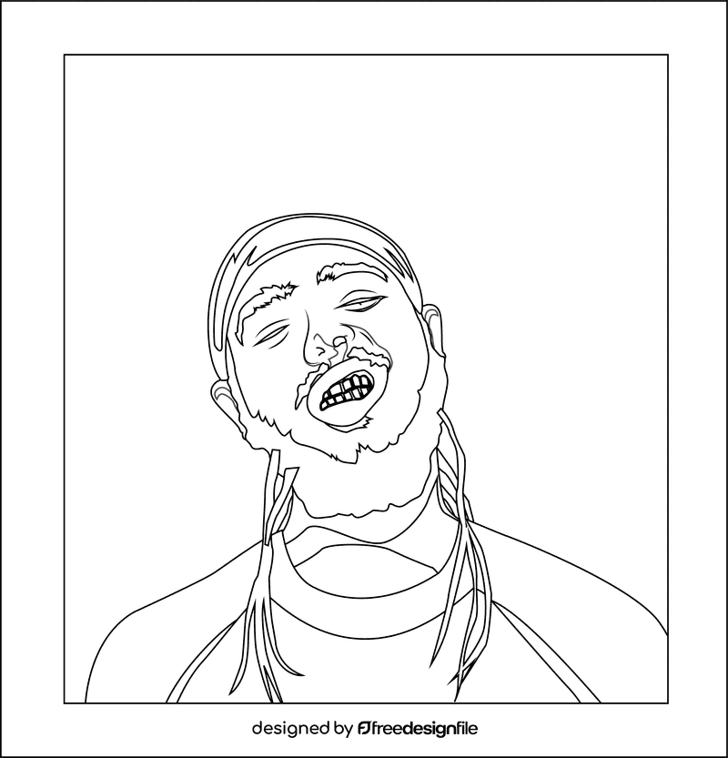 Post Malone black and white clipart