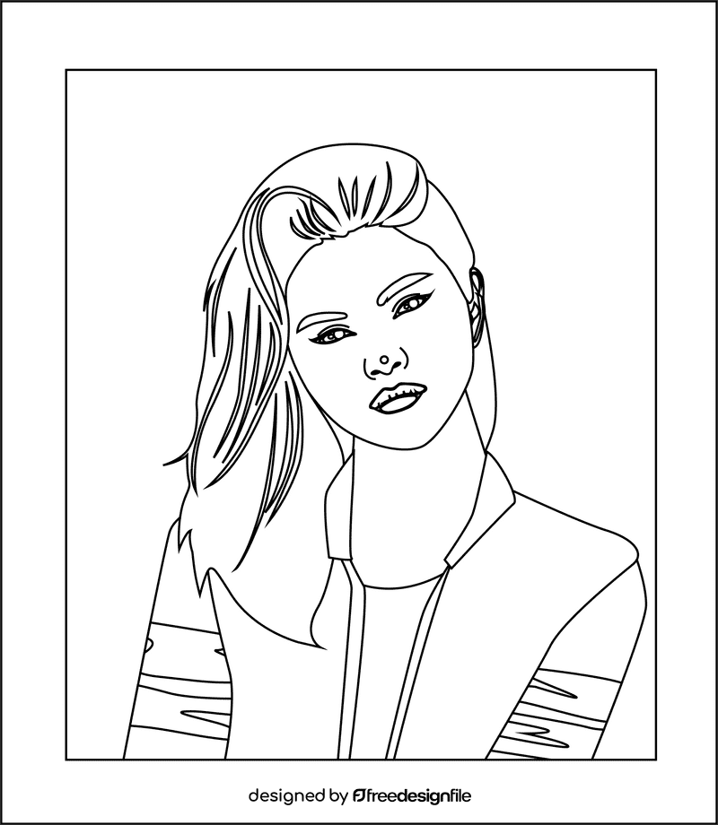 Selena Gomez black and white clipart