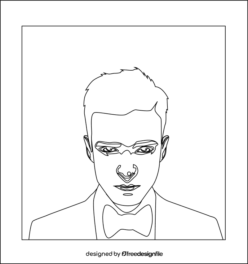 Justin Timberlake black and white clipart