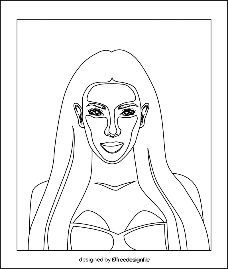 Kim Kardashian black and white clipart