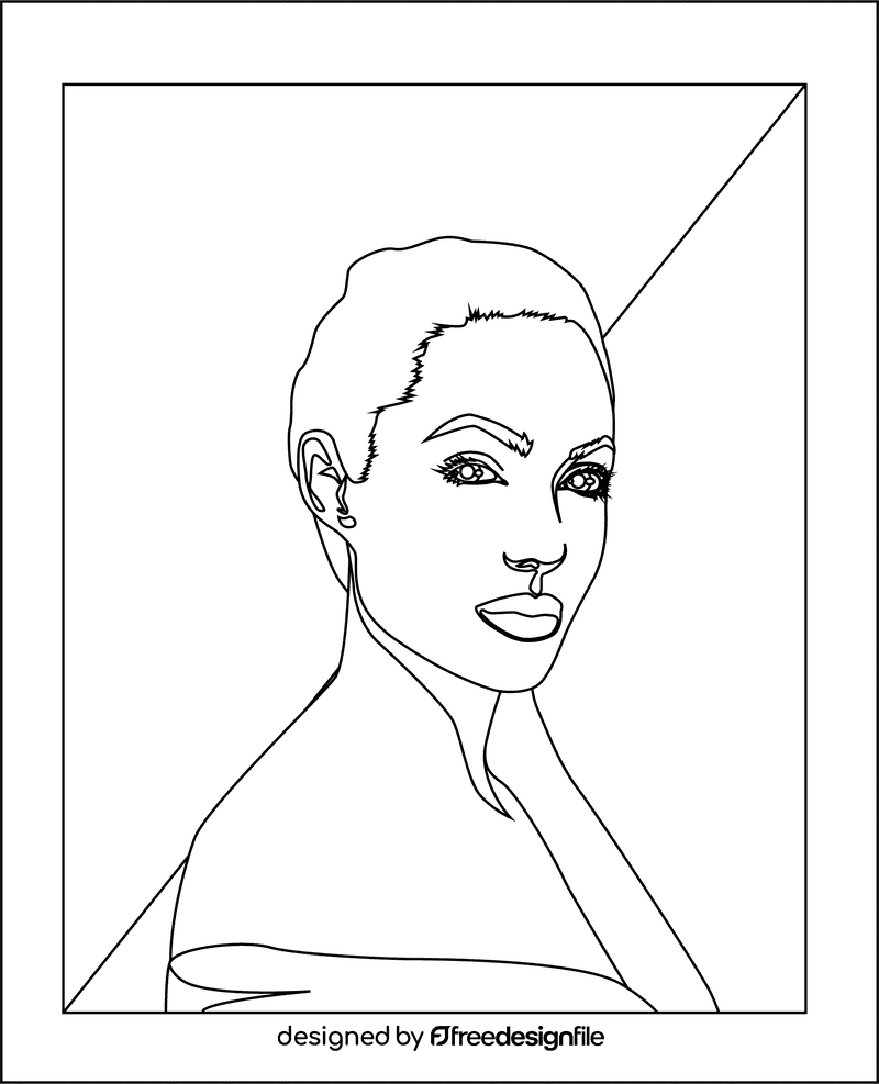 Angelina Jolie black and white clipart