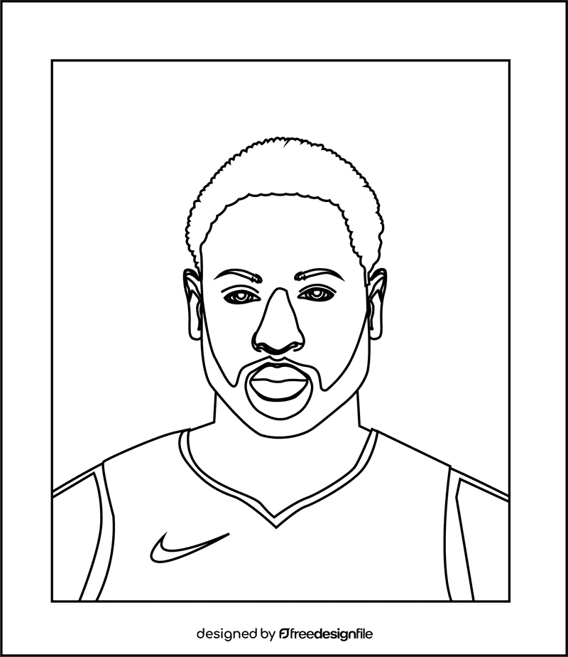 Dwyane Wade black and white clipart