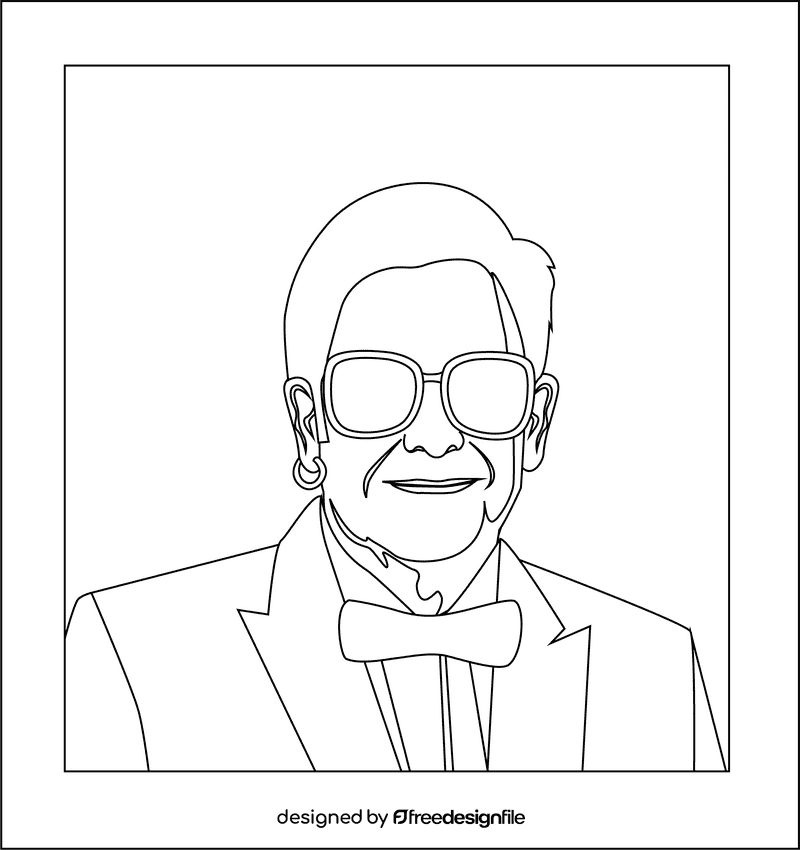 Elton John black and white clipart