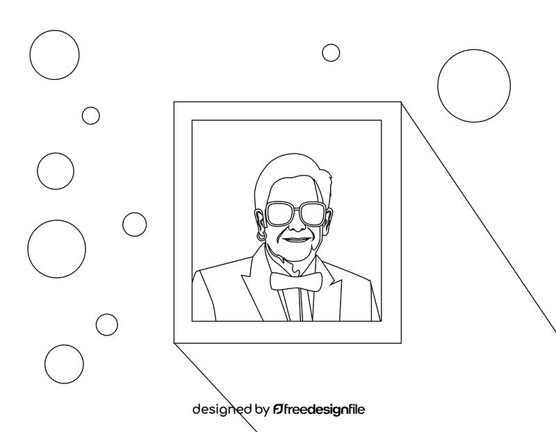 Elton John black and white vector