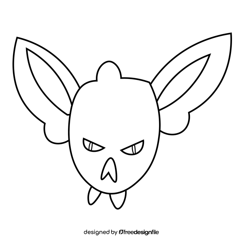Scary bat head black and white clipart
