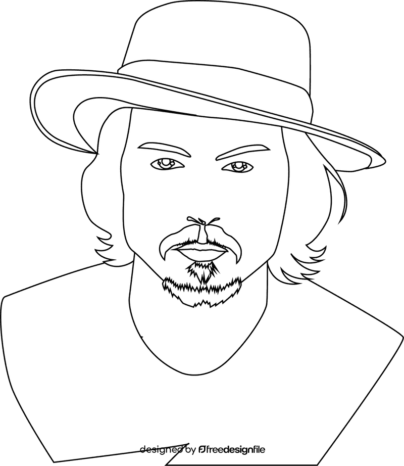 Johnny Depp black and white clipart