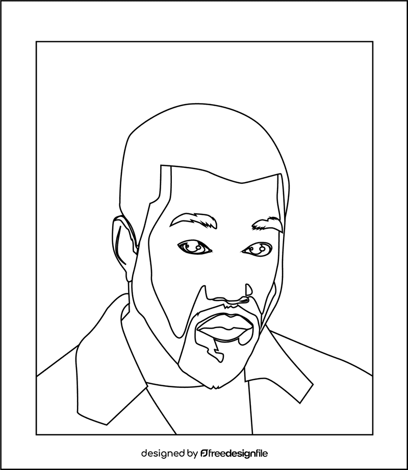 Kanye West black and white clipart