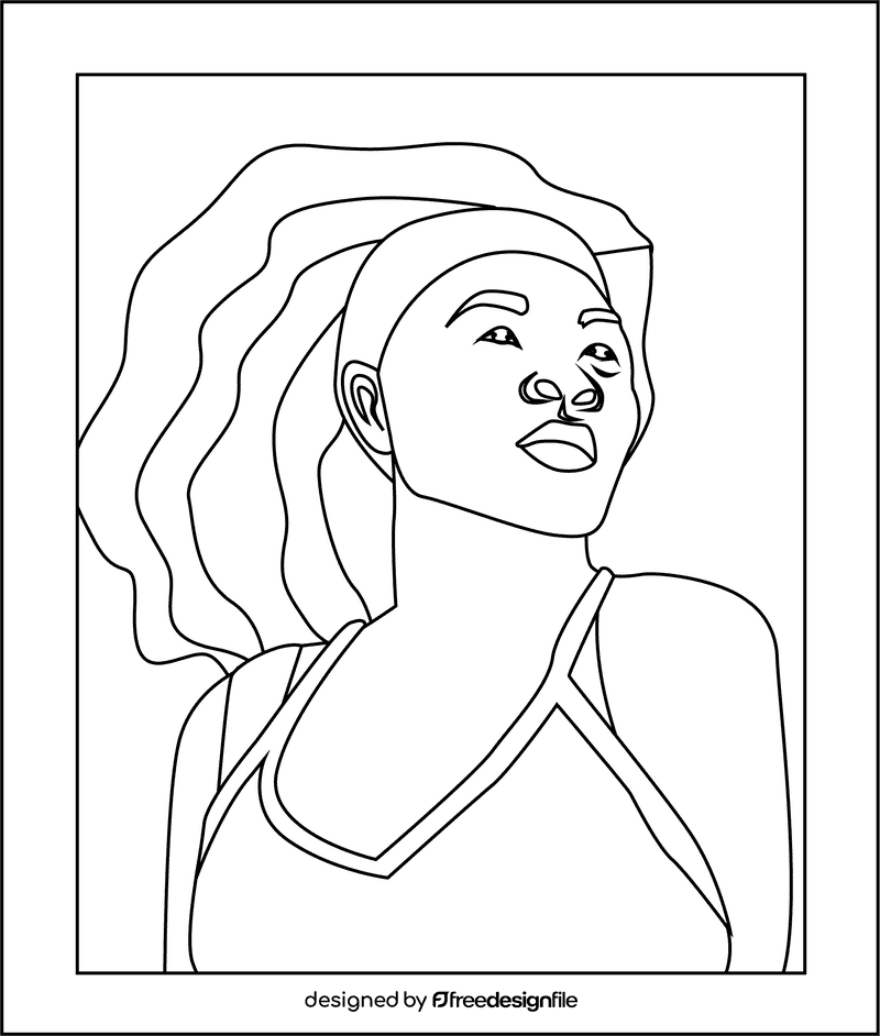 Serena Williams black and white clipart