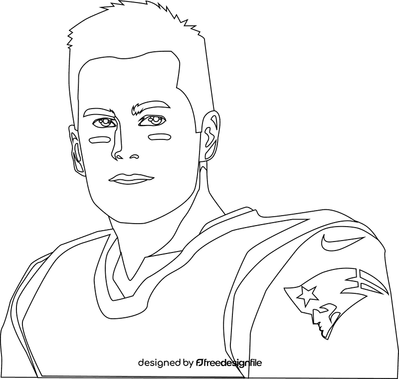 Tom Brady black and white clipart