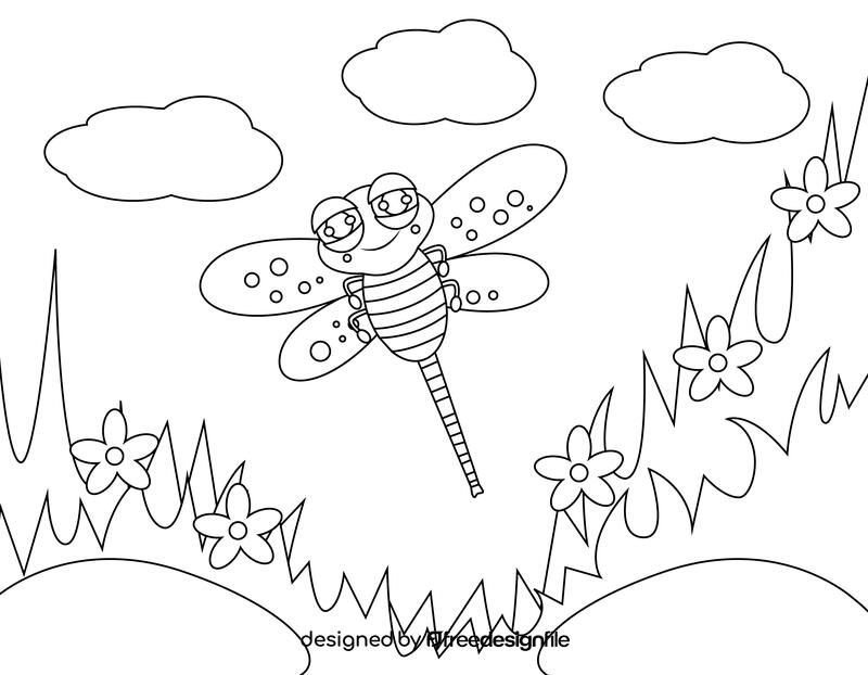 Dragon Fly black and white vector