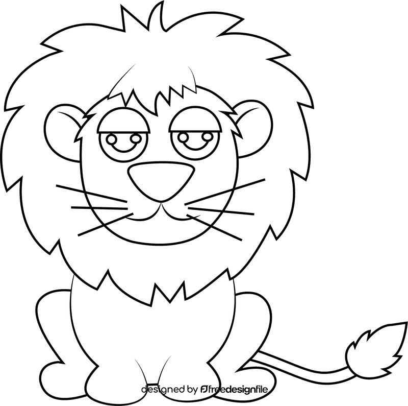 Cute Lion black and white clipart