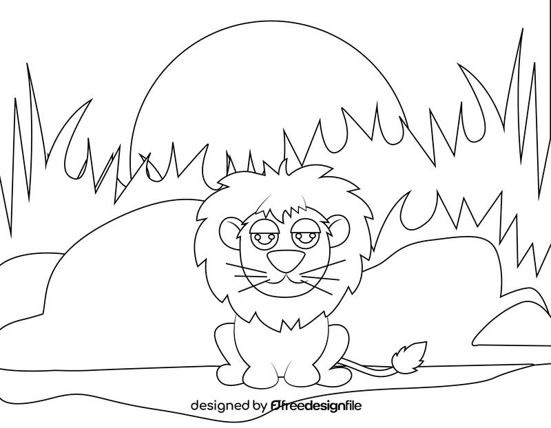 Cute Lion black and white vector