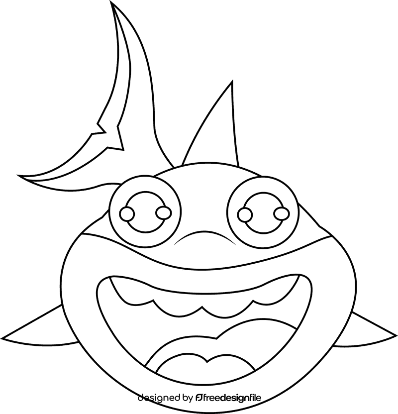 Cute Shark black and white clipart