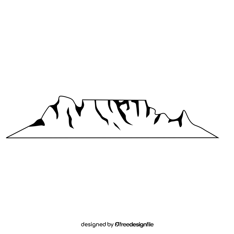 Table Mountain black and white clipart