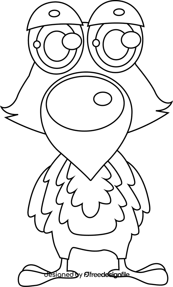 Cute Parrot black and white clipart