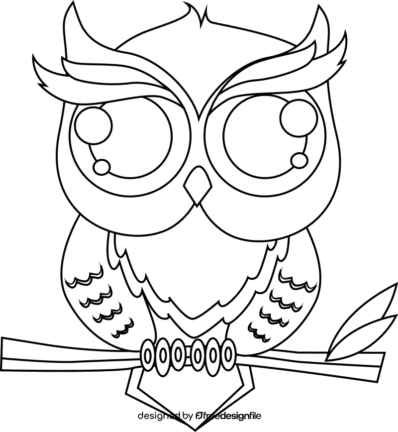 Cute Owl black and white clipart