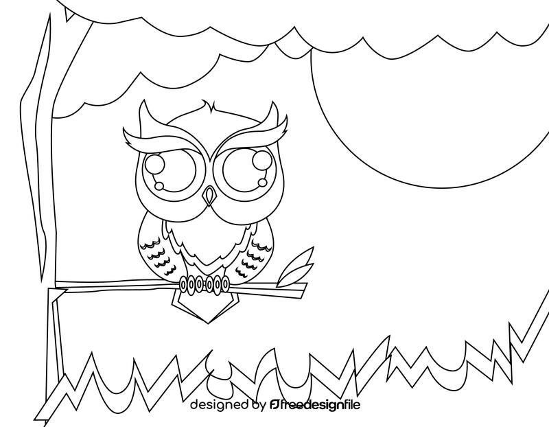 Cute Owl black and white vector