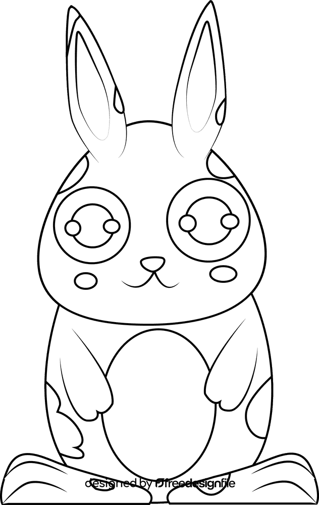 Cute Bunny black and white clipart