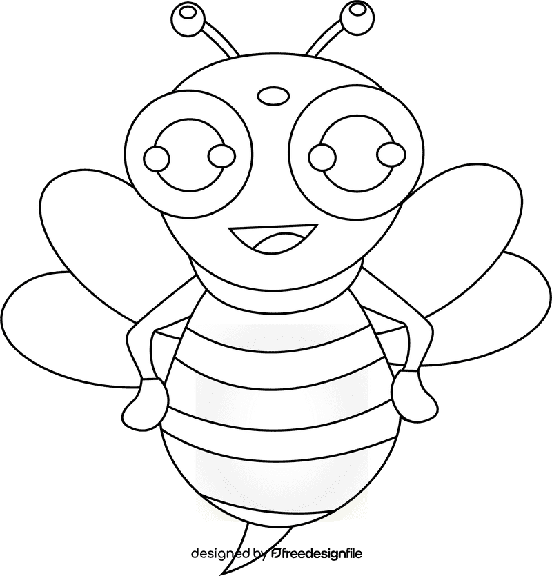 Cute Bee black and white clipart