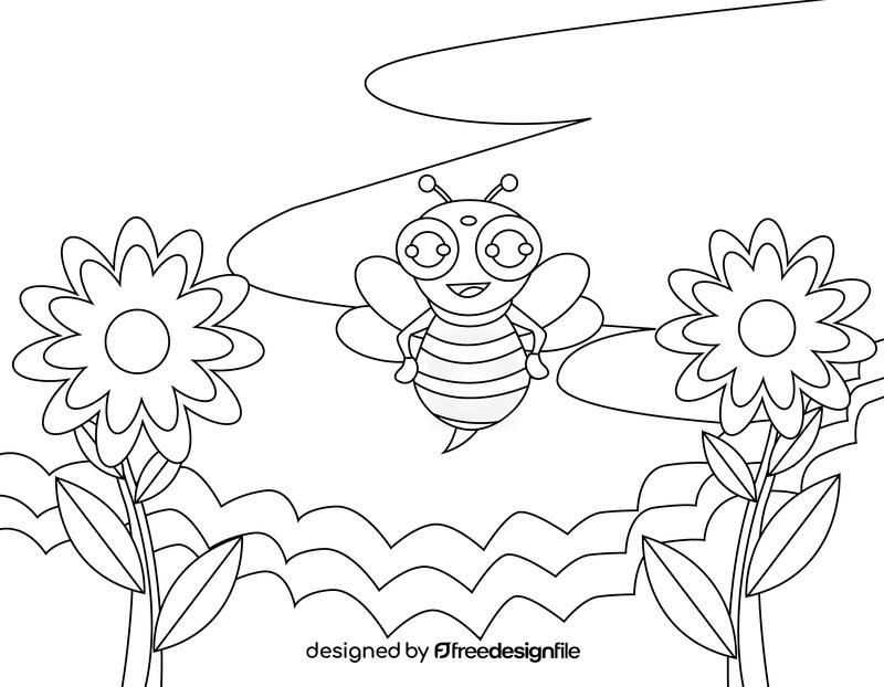 Cute Bee black and white vector