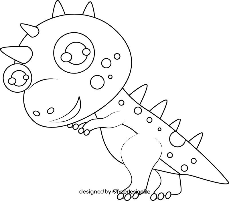 Cute T Rex black and white clipart