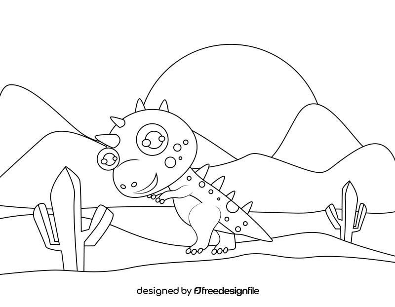 Cute T Rex black and white vector