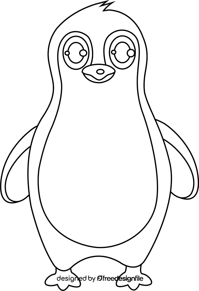 Cute Penguin black and white clipart