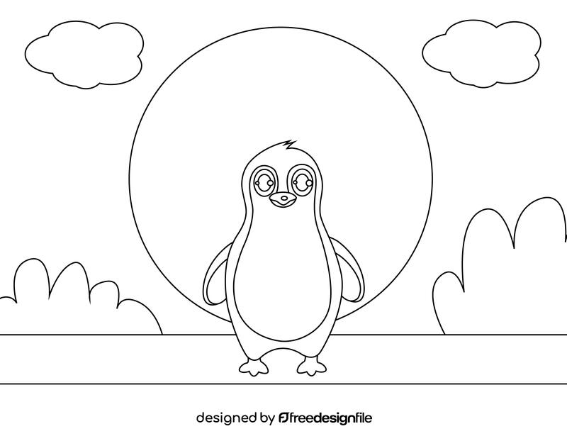 Cute Penguin black and white vector